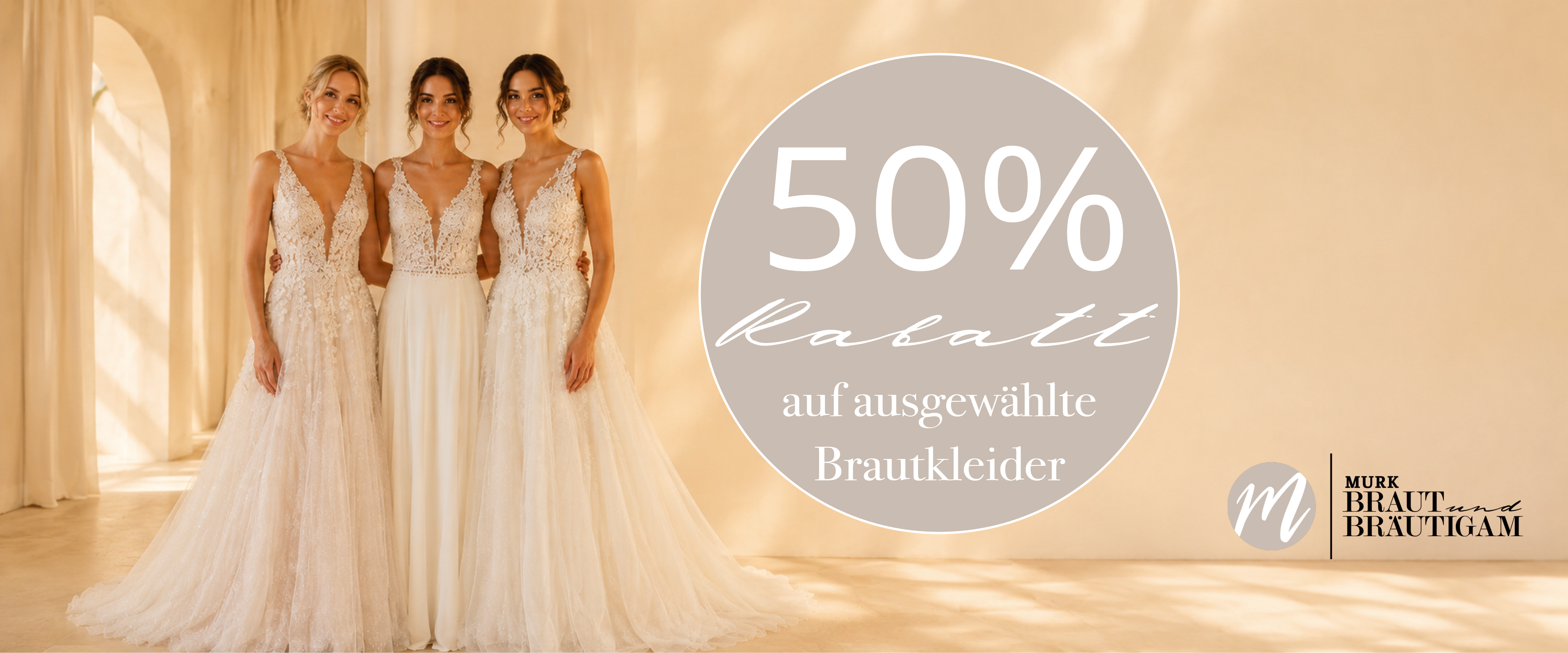 50 % Rabatt auf ausgewählte Brautkleider